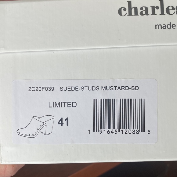 NWOT Charles David Limited Platform Suede Clog, Mustard Yellow, size 41 - Picture 14 of 15